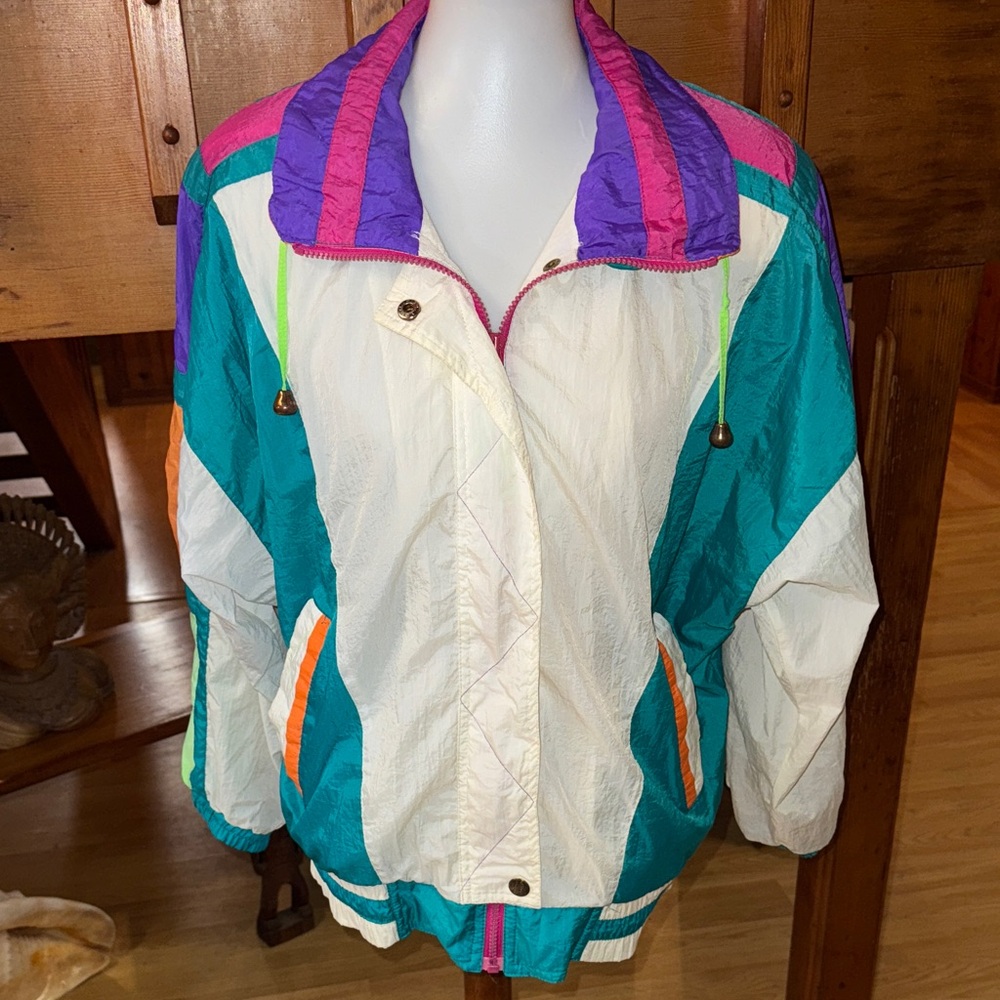 R.E. Sport vintage size Medium M Colorful Women's Windbreaker Jacket 80’s 90’s